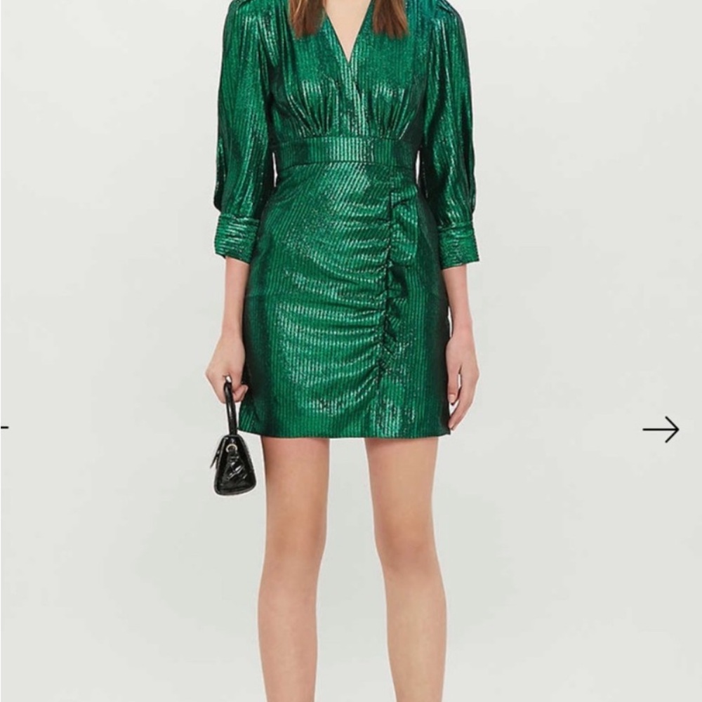 Maje Shimmering Green Mini Dress